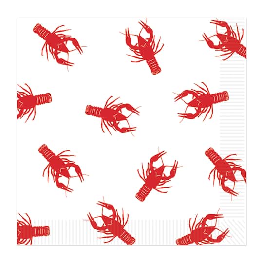 Beistle 4.94" x 4.94" Crawfish Beverage Napkins, 2 Packs of 16